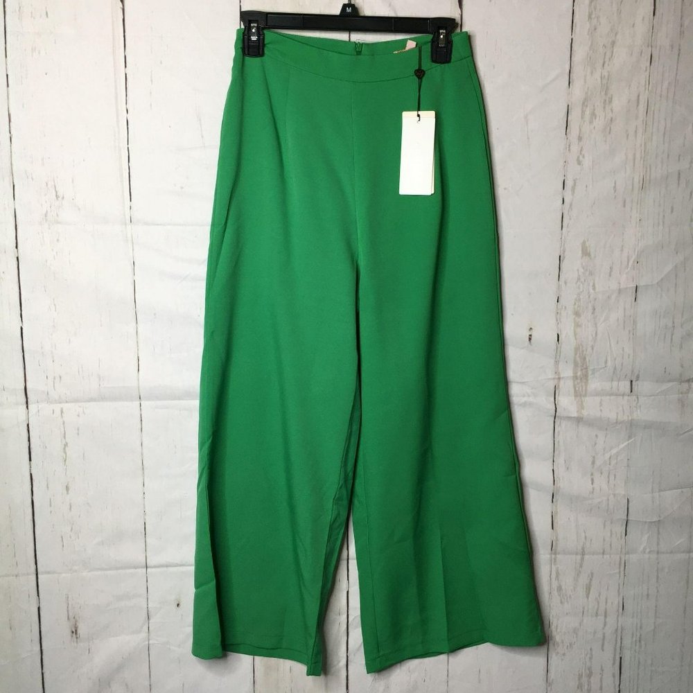Club London Womens Pants Wide Leg Green 6 NWT